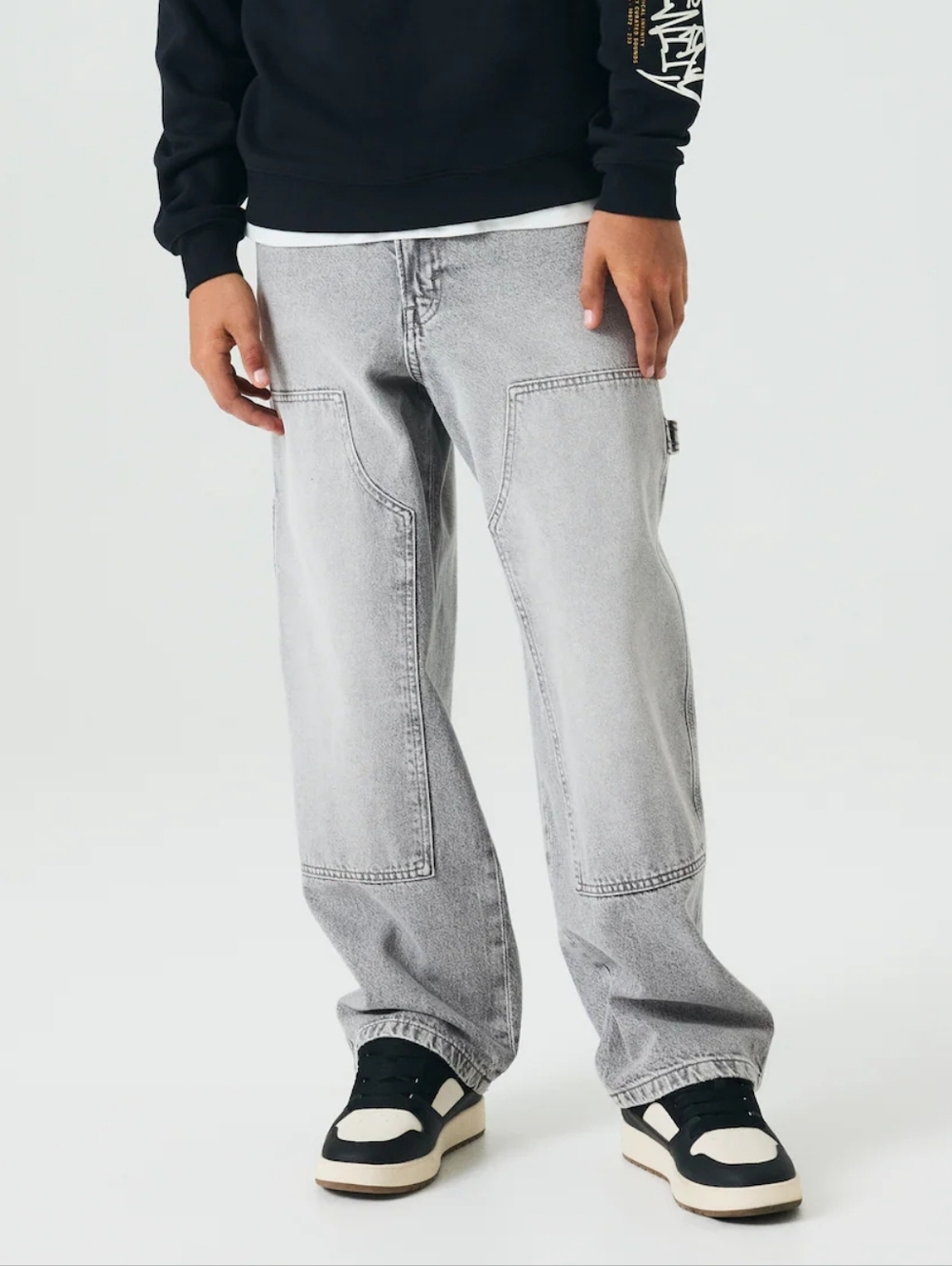 H&M Gray Baggy Carpenter Jeans Size 20 14Y
